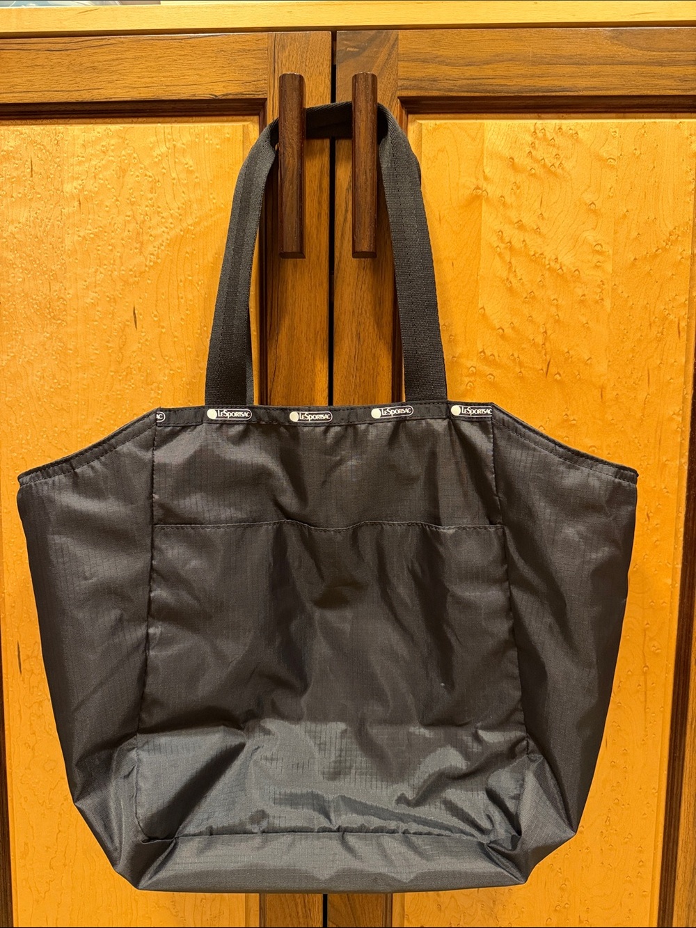 Lesportsac Black Nylon Tote with Logo Trim and Wide Straps